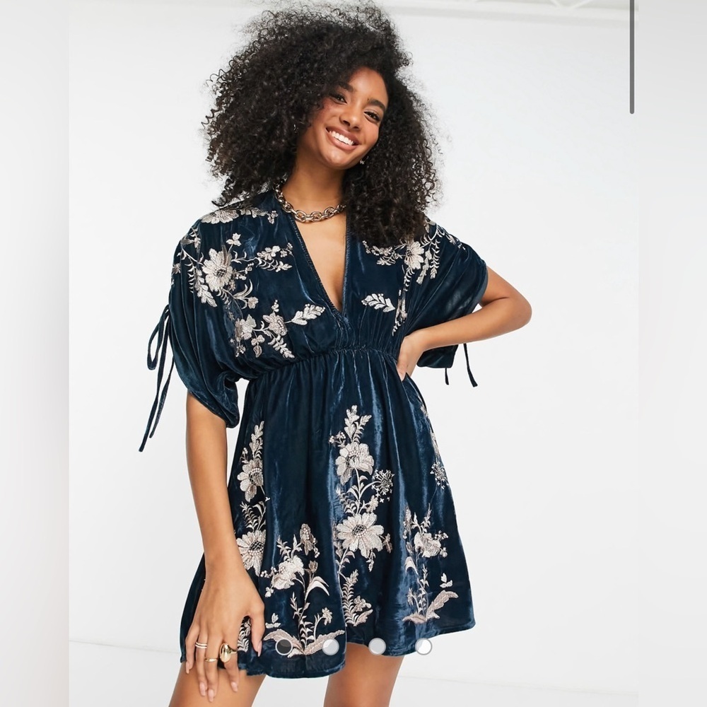 ASOS Curve Dark Blue Floral Mini Dress